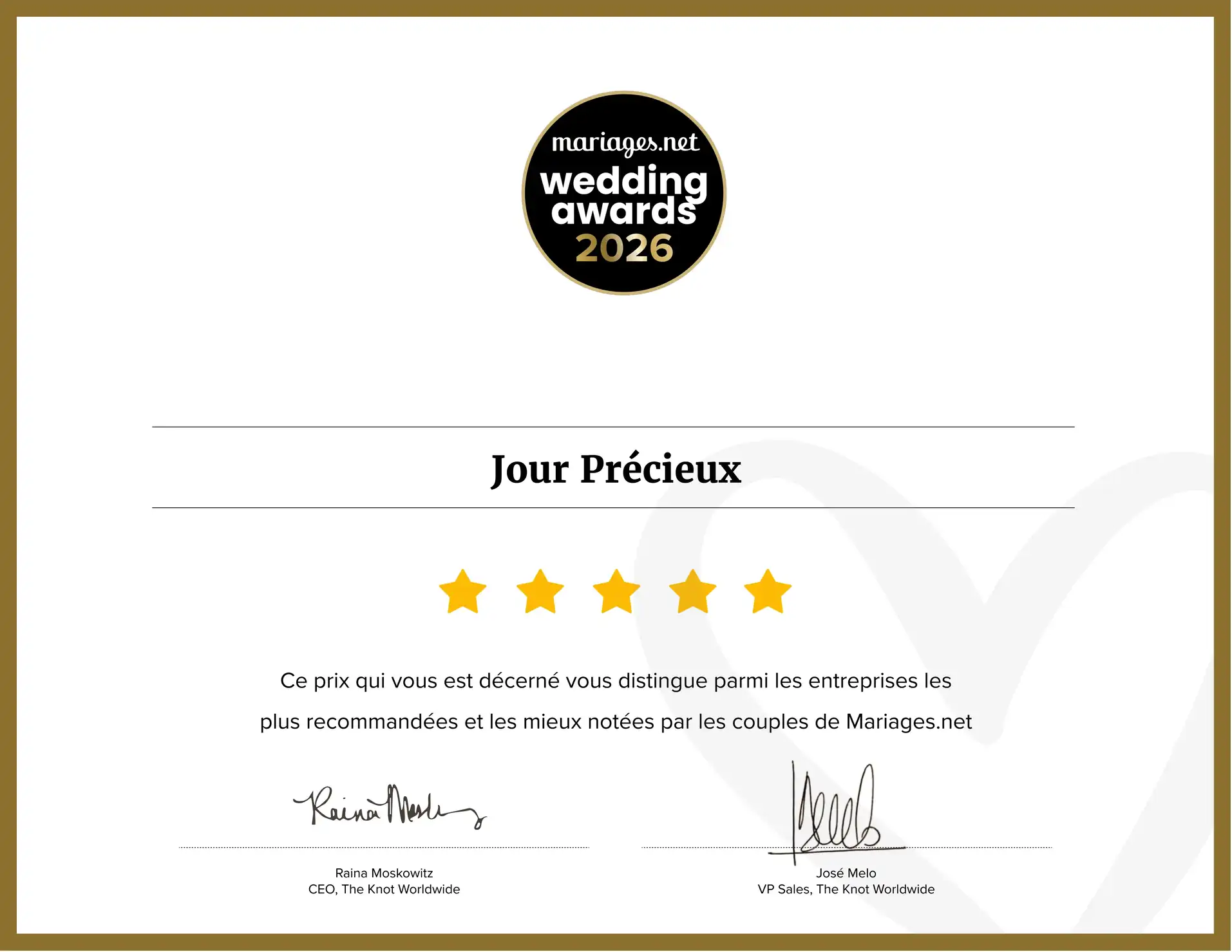 diplome wedding award 2026
